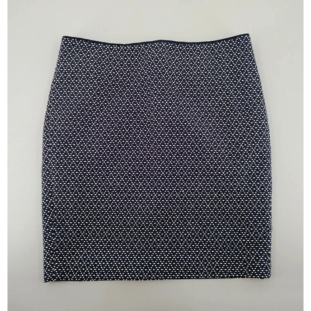 Cynthia Rowley Skirt Women 2 Dark Navy & White Tweed Modest Lined‎ Career Office